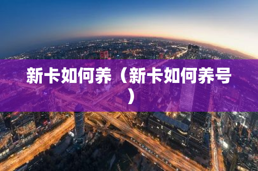 新卡如何养（新卡如何养号）-第1张图片-智财锋资讯网