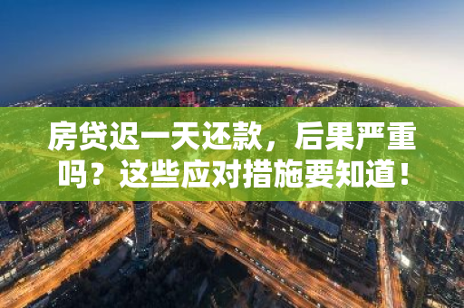 房贷迟一天还款，后果严重吗？这些应对措施要知道！