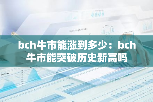 bch牛市能涨到多少：bch牛市能突破历史新高吗