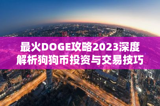 最火DOGE攻略2023深度解析狗狗币投资与交易技巧-第1张图片-智财锋资讯网